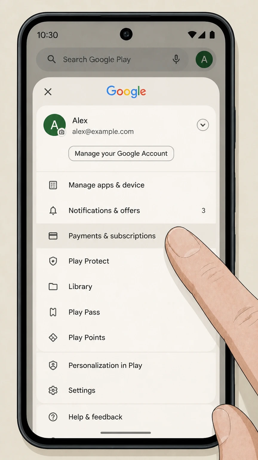 Philo google-play cancellation: Open Payments & subscriptions