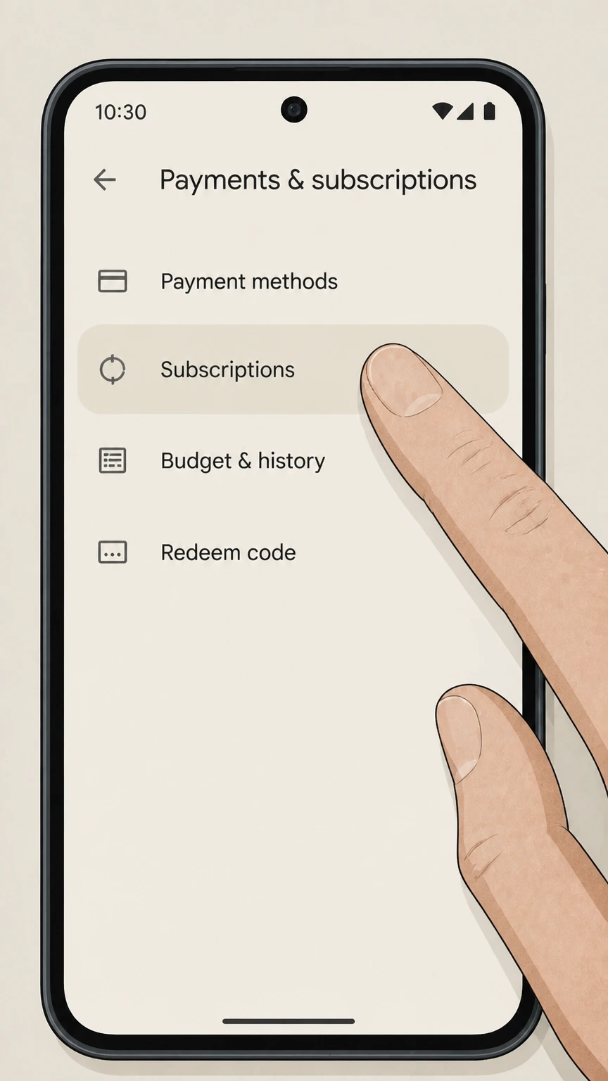 Philo google-play cancellation: Open Subscriptions