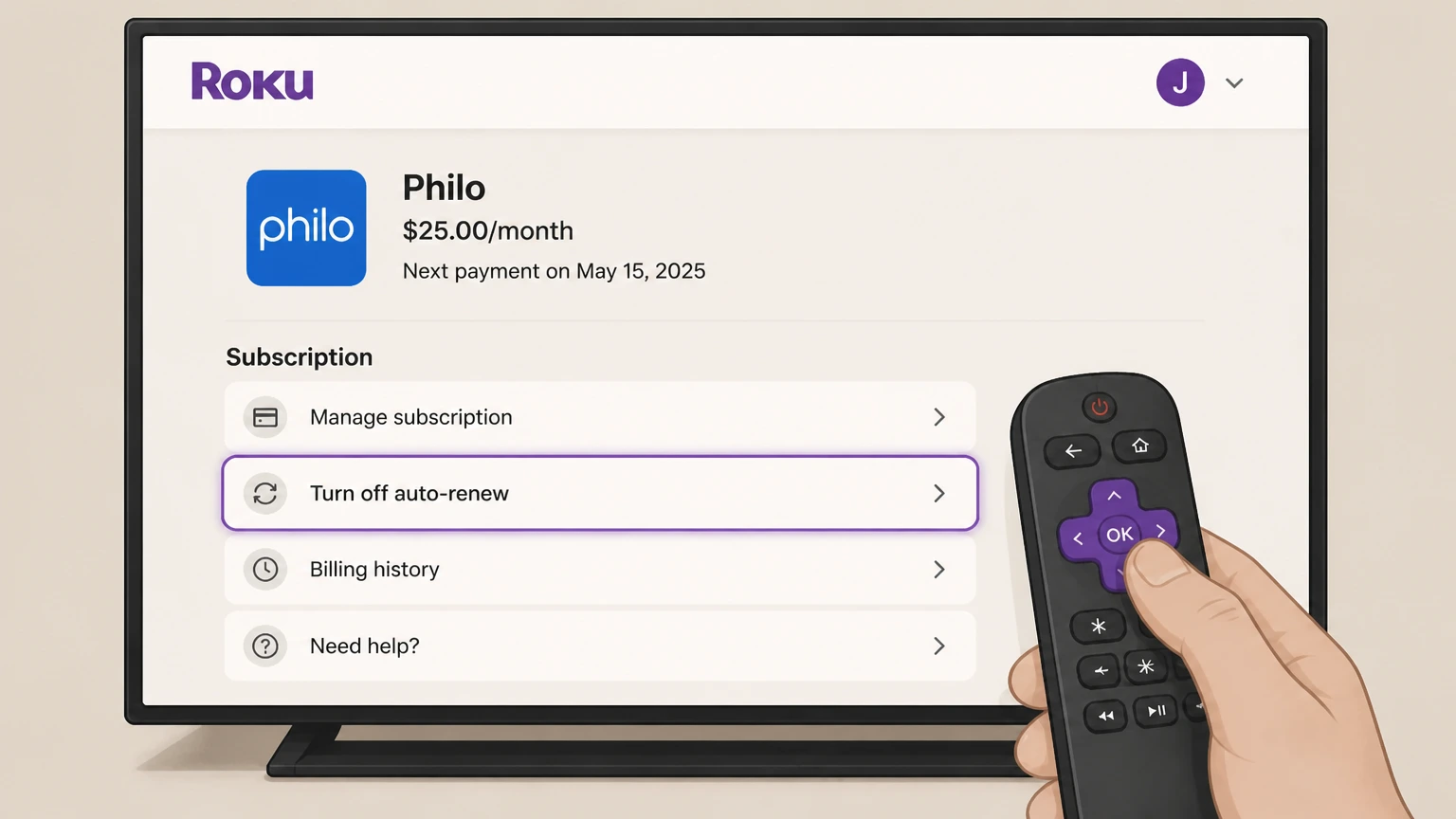 Philo roku cancellation: Turn off auto-renew