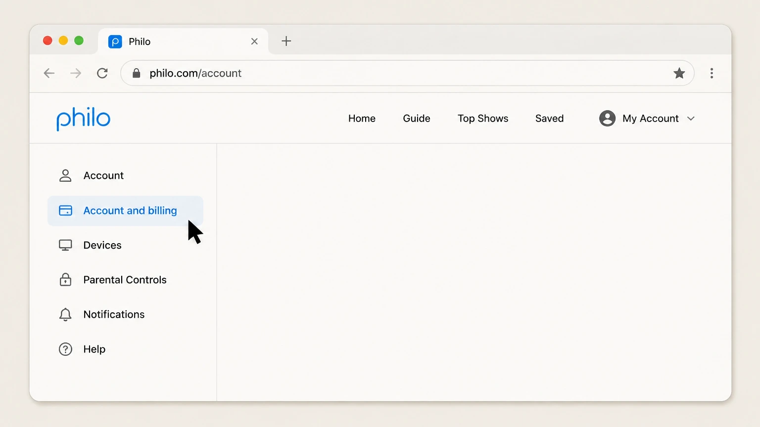 Philo web cancellation: Review Account and billing