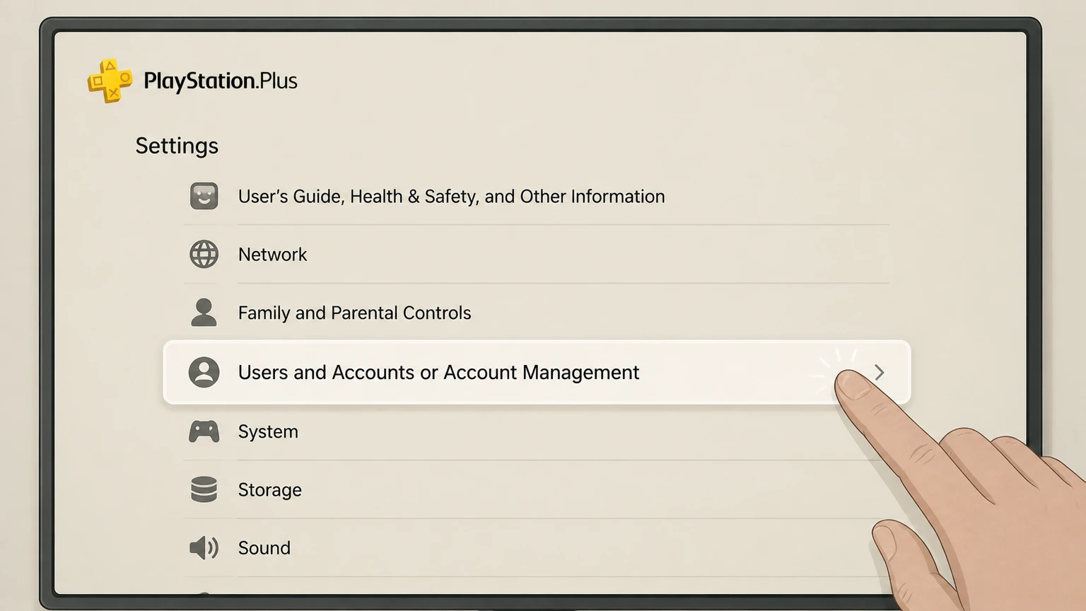 PlayStation Plus playstation cancellation: Open Users and Accounts or Account Management