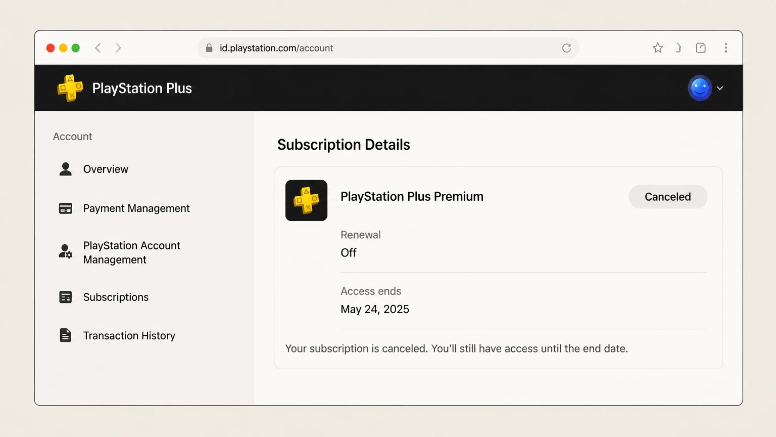 PlayStation Plus web cancellation: Save the new status