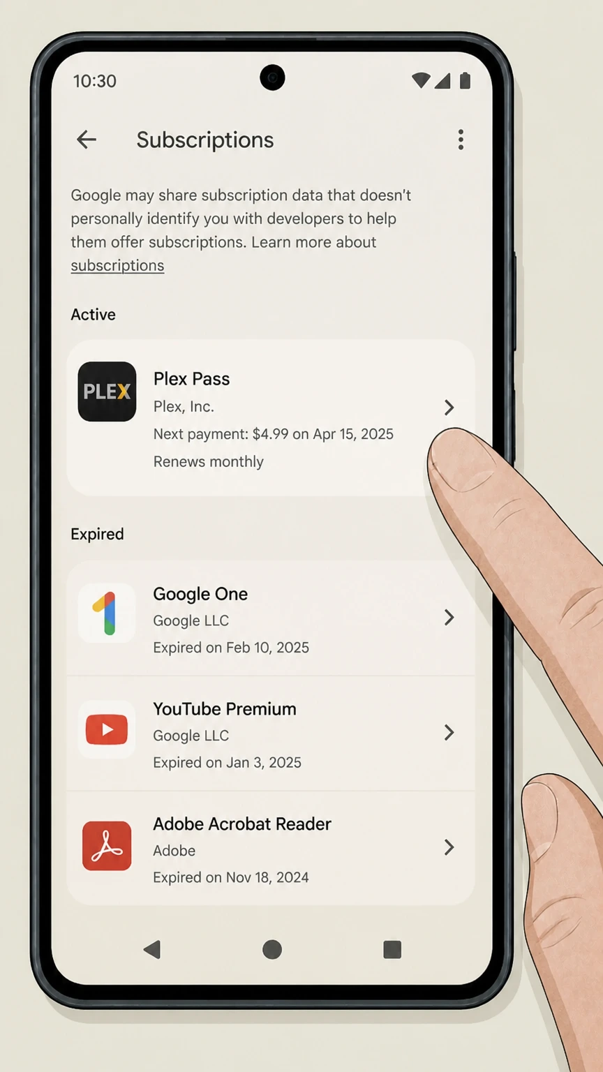 Plex Pass google-play cancellation: Choose Plex Pass