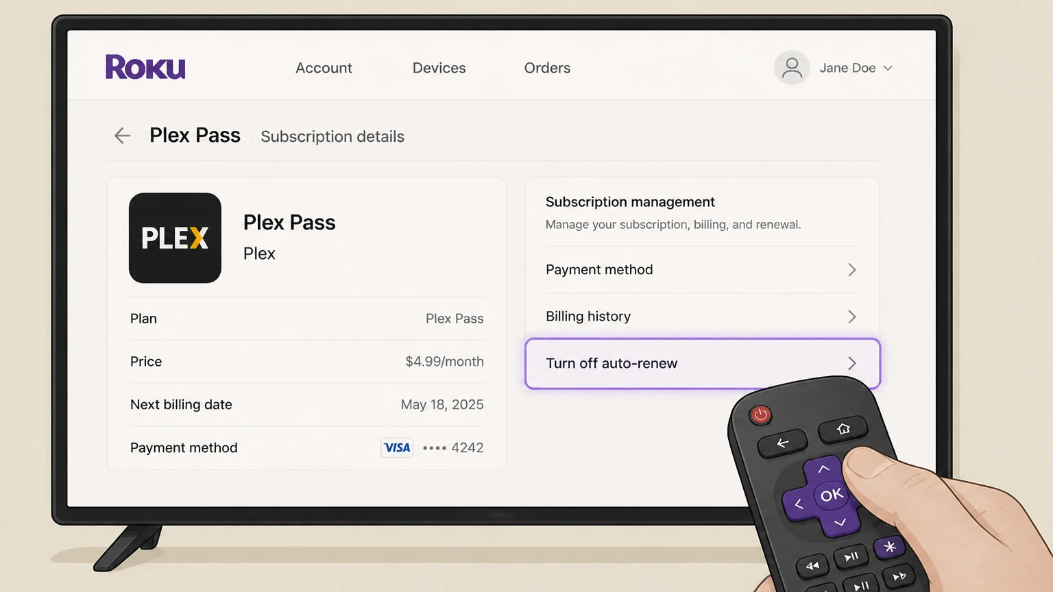 Plex Pass roku cancellation: Turn off auto-renew