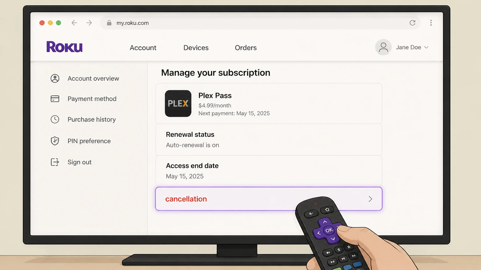 Plex Pass roku cancellation: Confirm cancellation