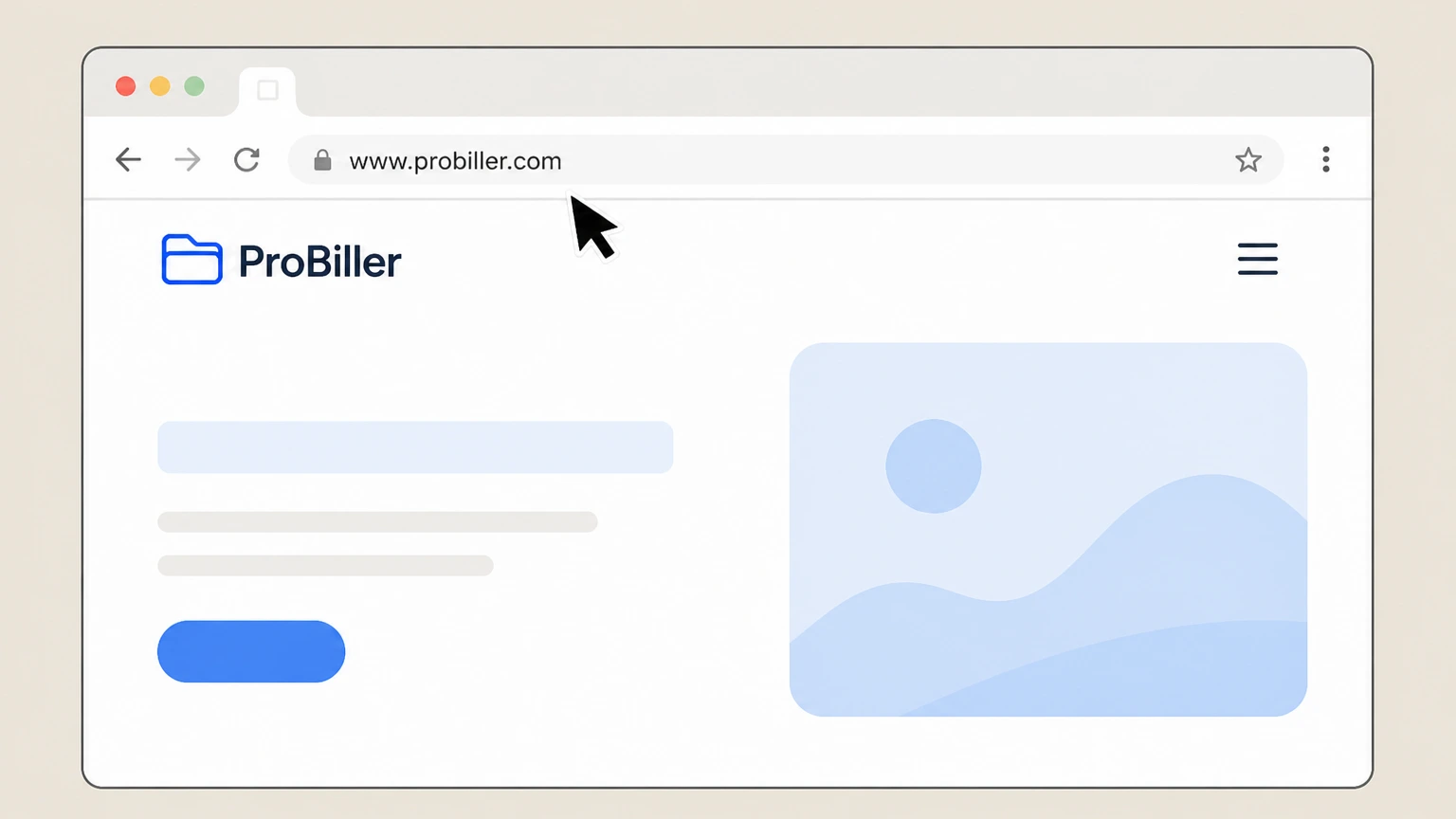 ProBiller Web live chat via ProBiller site cancellation: Open the ProBiller website