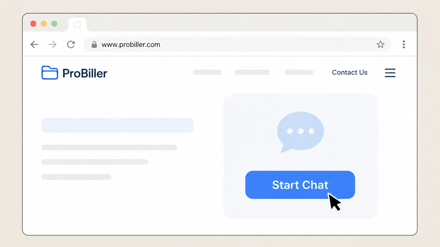 ProBiller Web live chat via ProBiller site cancellation: Start a live chat session