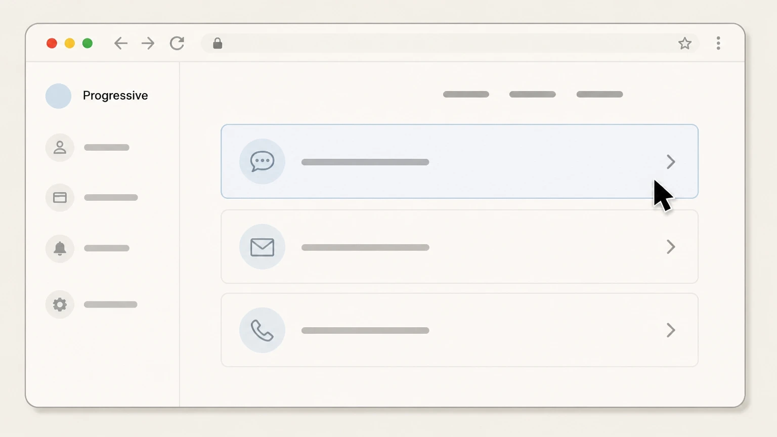 Progressive Cancel via online account and chat cancellation: Start a chat or secure message with support
