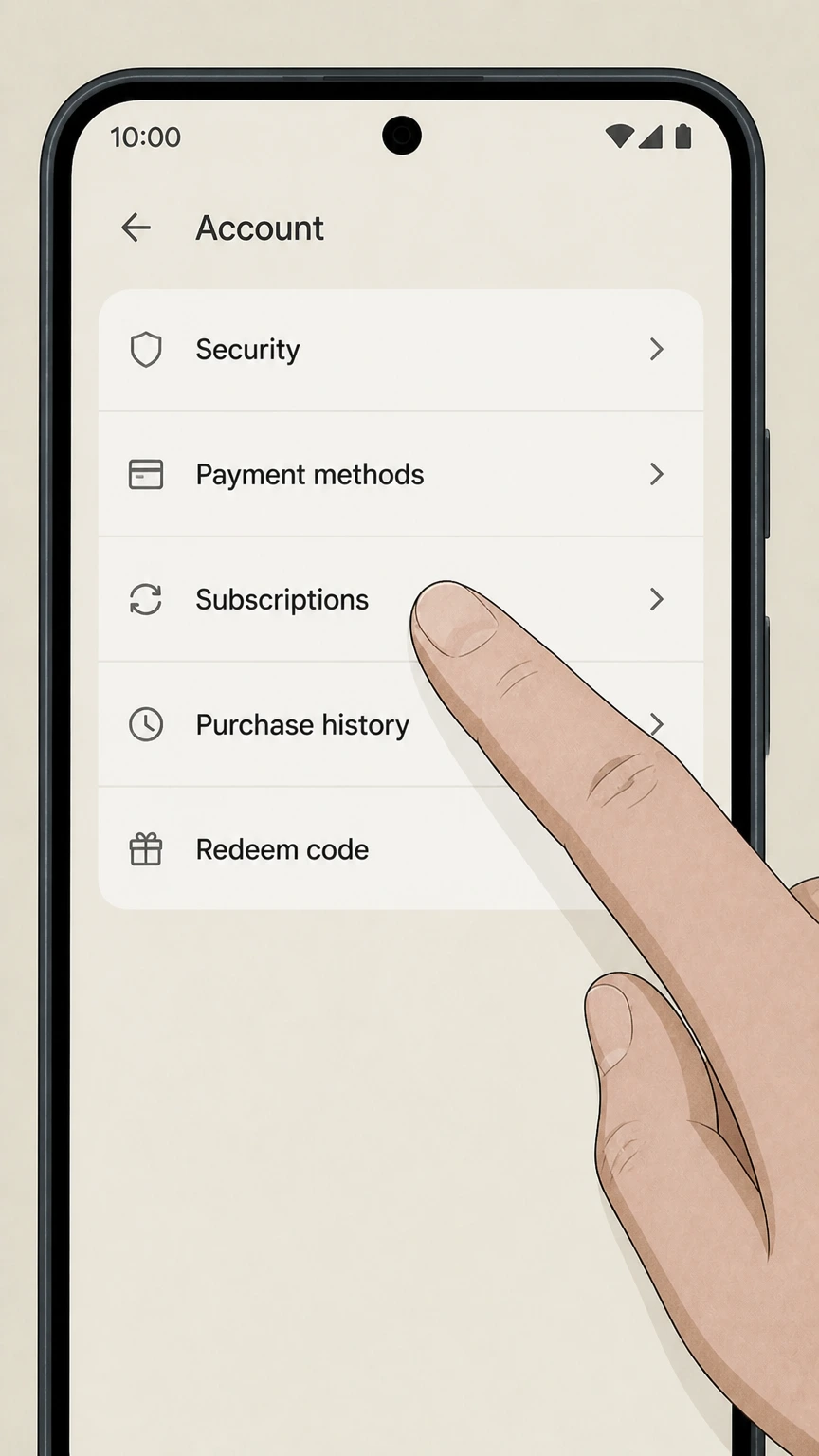 Proton VPN google-play cancellation: Open Subscriptions