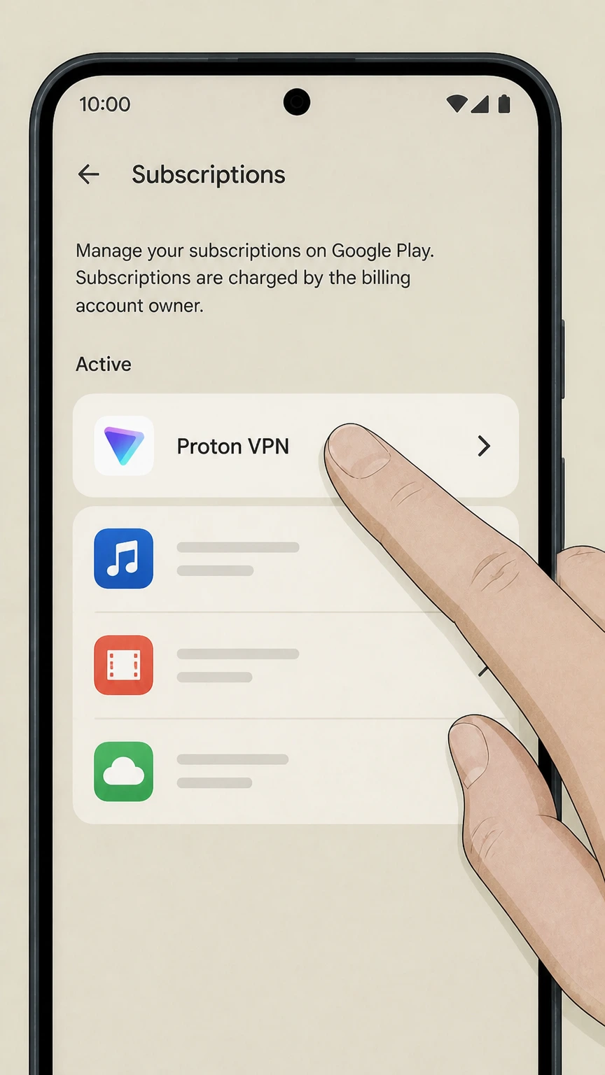 Proton VPN google-play cancellation: Choose Proton VPN
