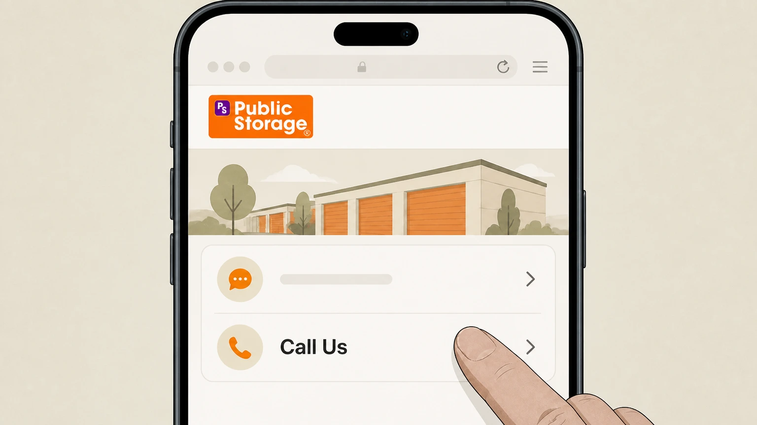 Public Storage Phone support with Public Storage cancellation: Use the "Call Us" option to reach a specialist