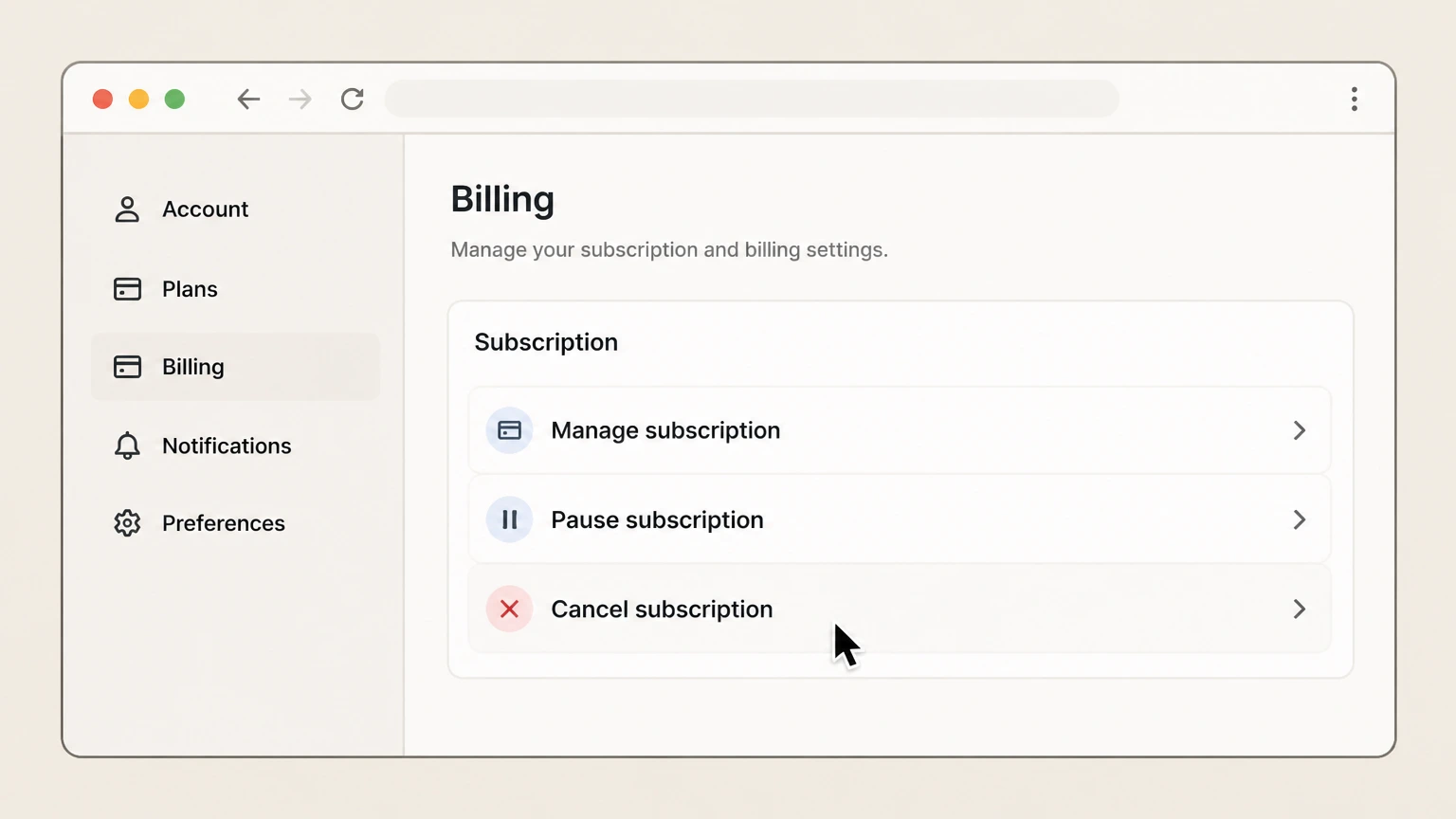 Restream web cancellation: Choose Cancel subscription