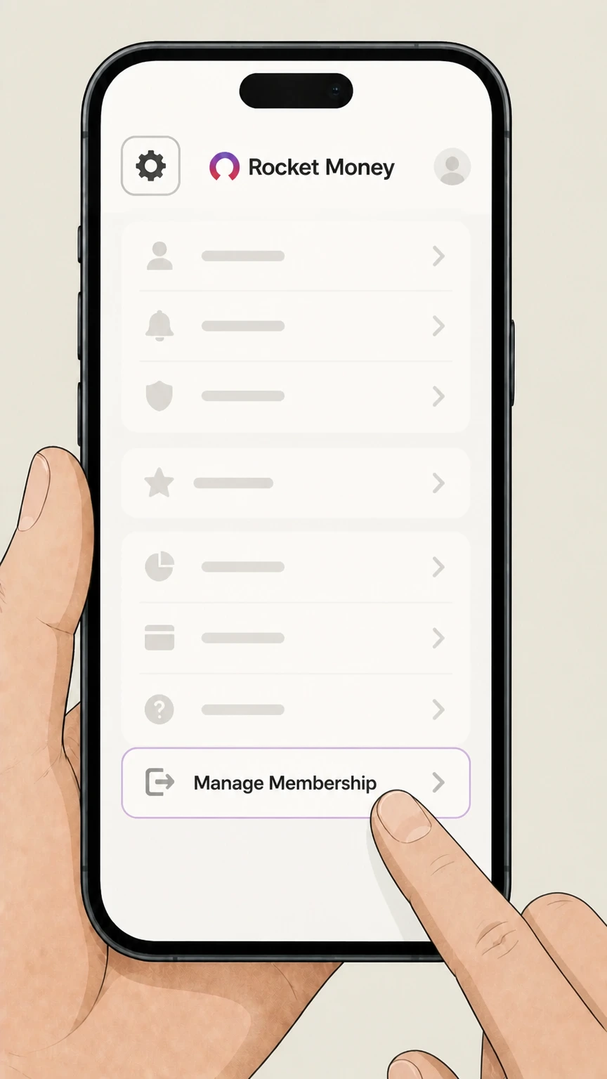 Rocket Money Rocket Money app (direct billing) cancellation: Open Manage Membership