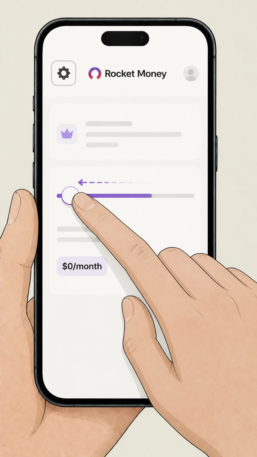 Rocket Money Rocket Money app (direct billing) cancellation: Move price slider to $0/month