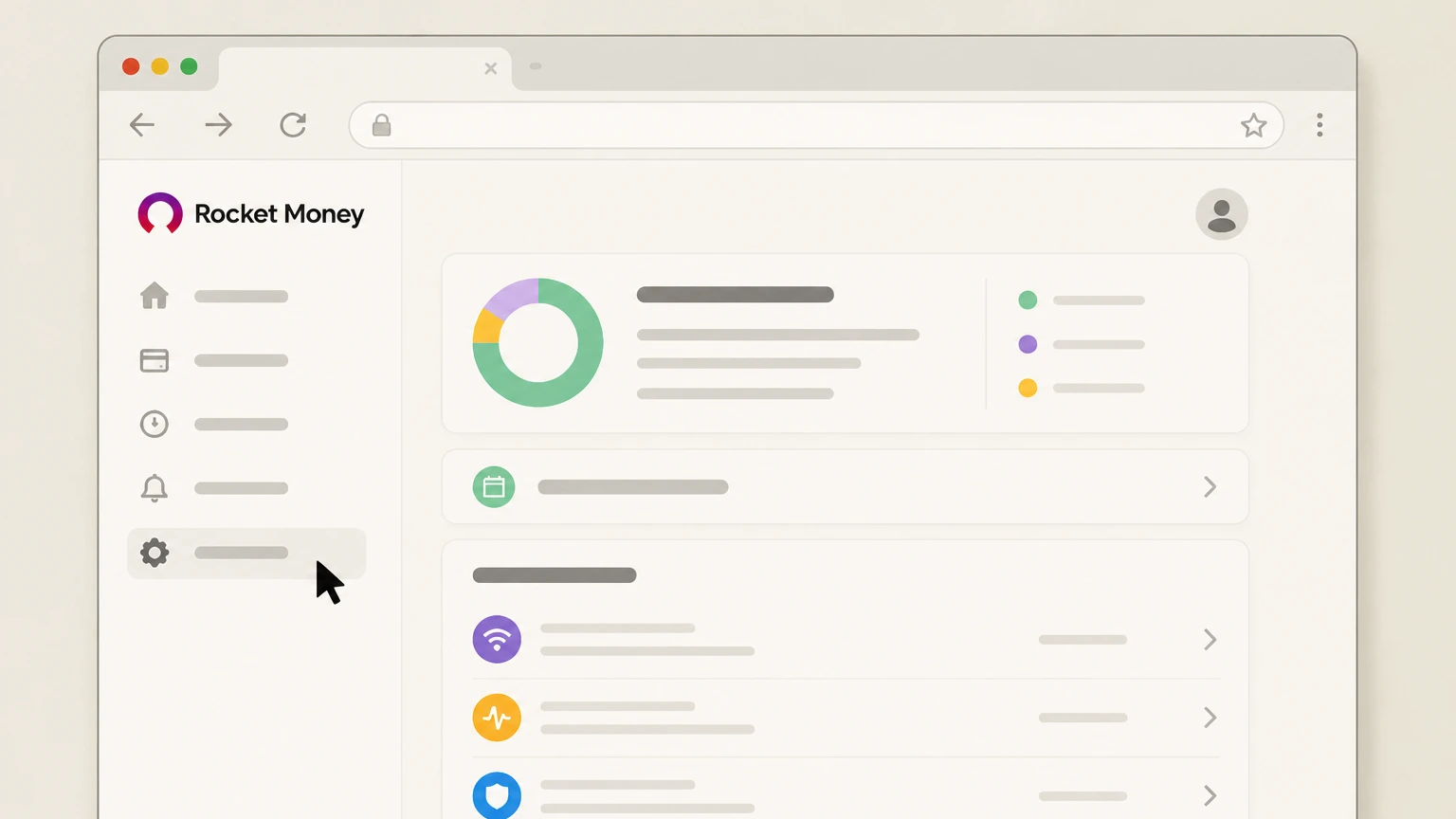 Rocket Money Rocket Money website (direct billing) cancellation: Open Settings