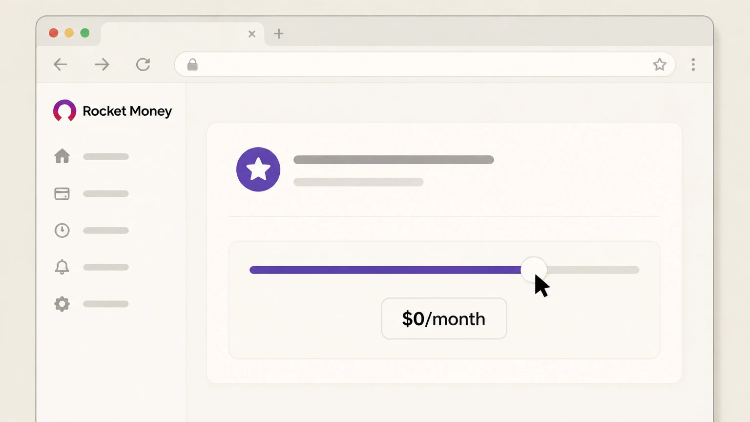 Rocket Money Rocket Money website (direct billing) cancellation: Move price slider to $0/month
