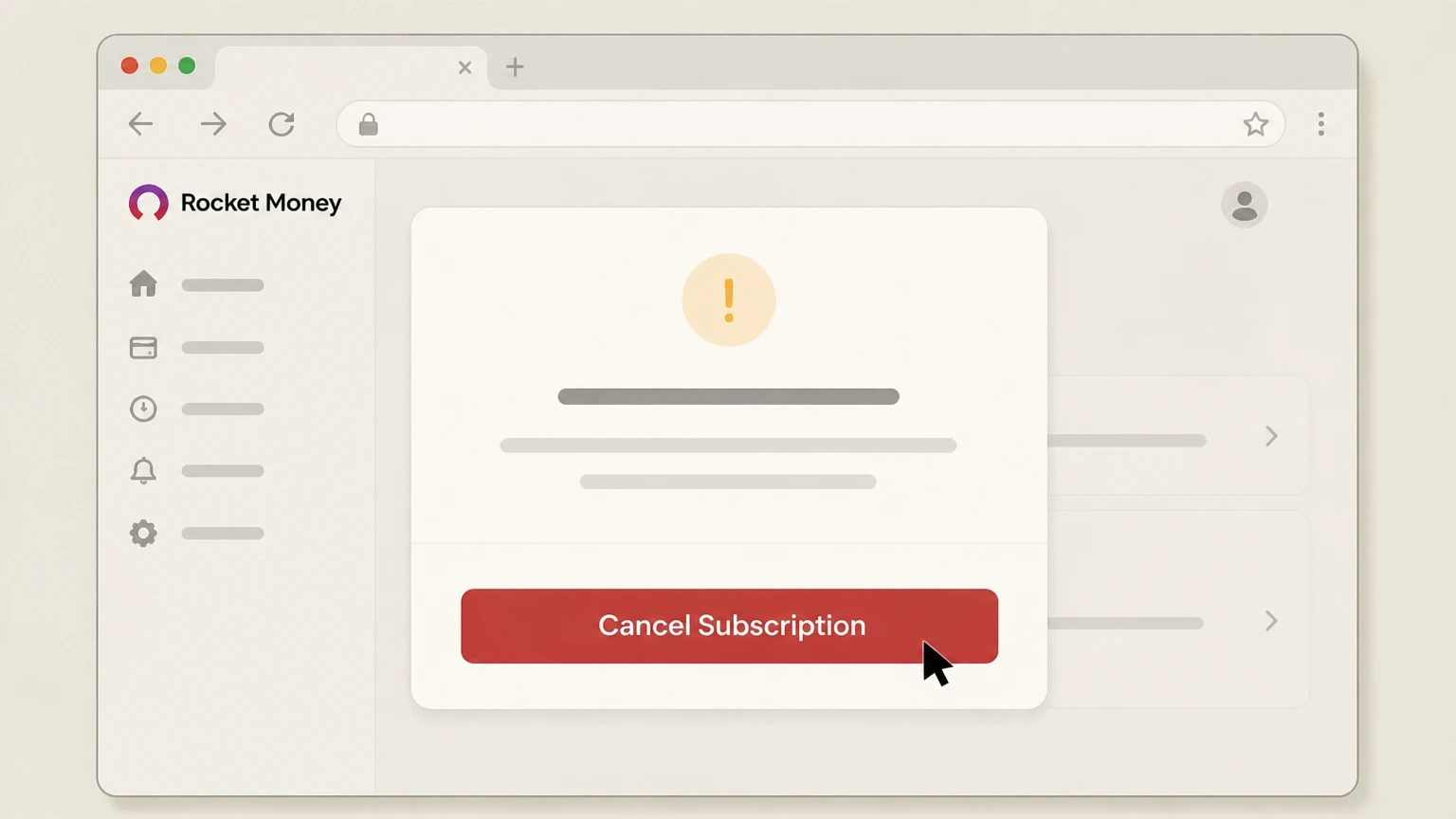 Rocket Money Rocket Money website (direct billing) cancellation: Select Cancel Subscription and confirm