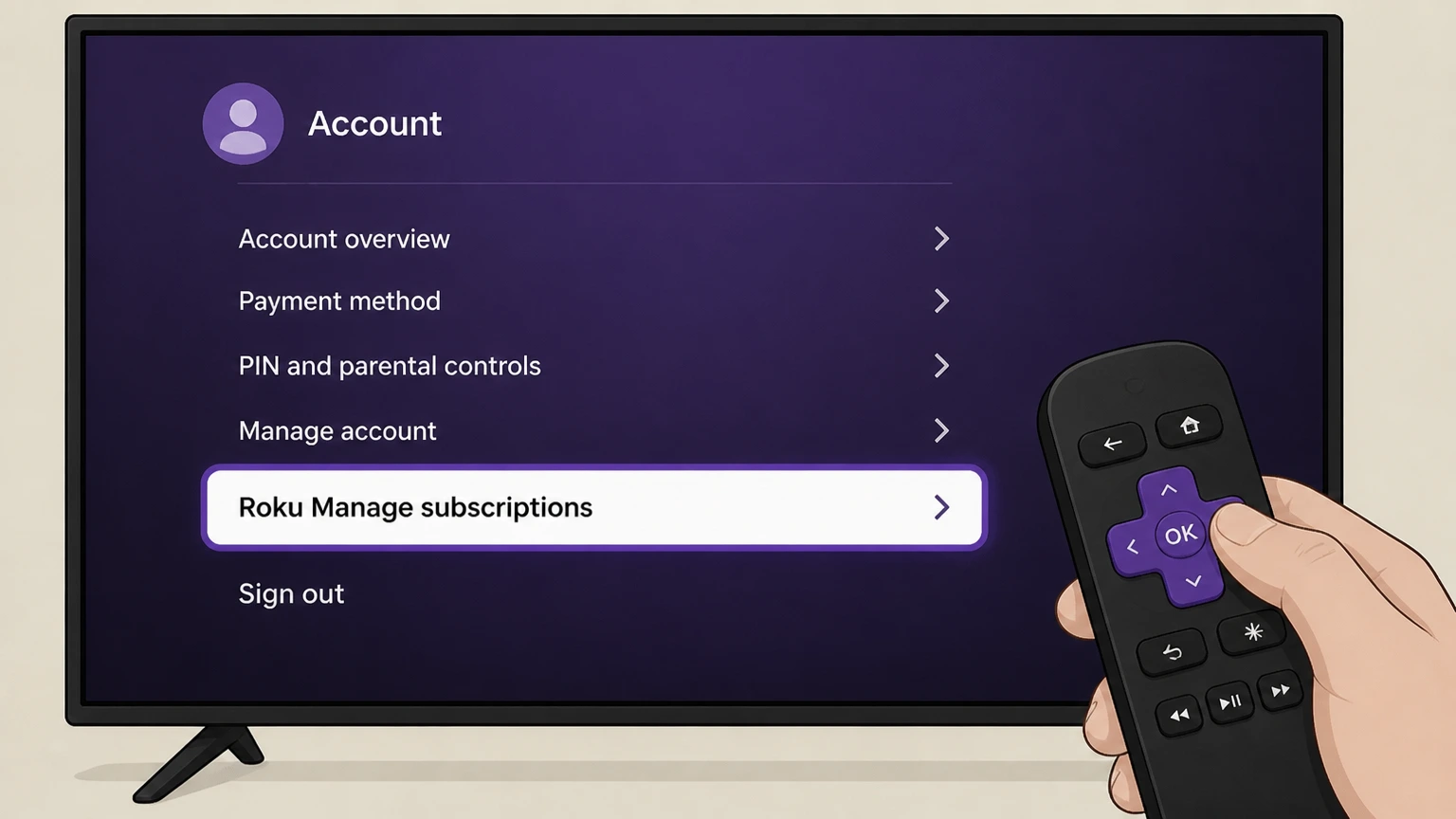 Roku subscriptions roku cancellation: Open Roku Manage subscriptions