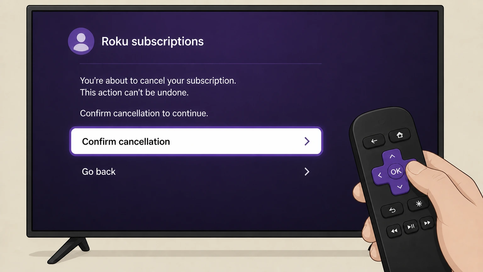 Roku subscriptions roku cancellation: Confirm cancellation