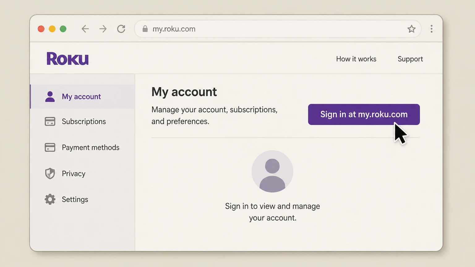 Roku subscriptions web cancellation: Sign in at my.roku.com