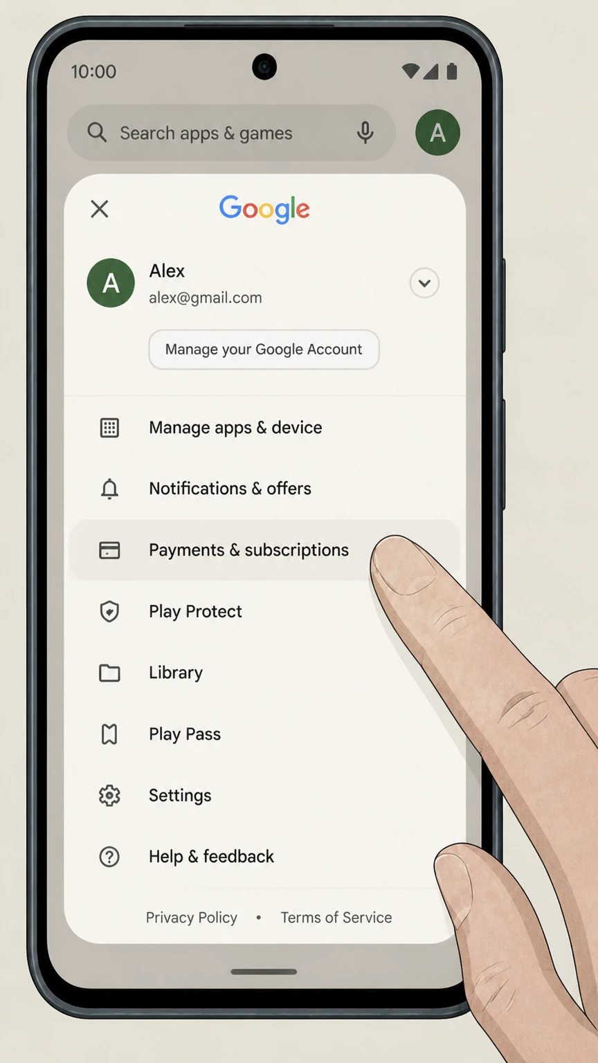 Shahid google-play cancellation: Open Payments & subscriptions