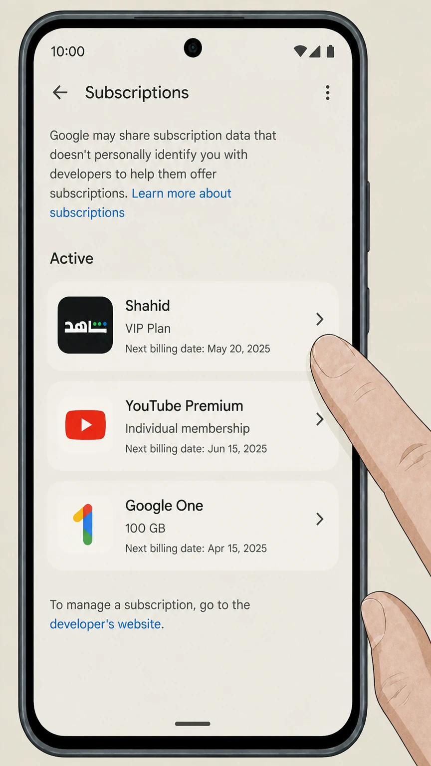 Shahid google-play cancellation: Choose Shahid
