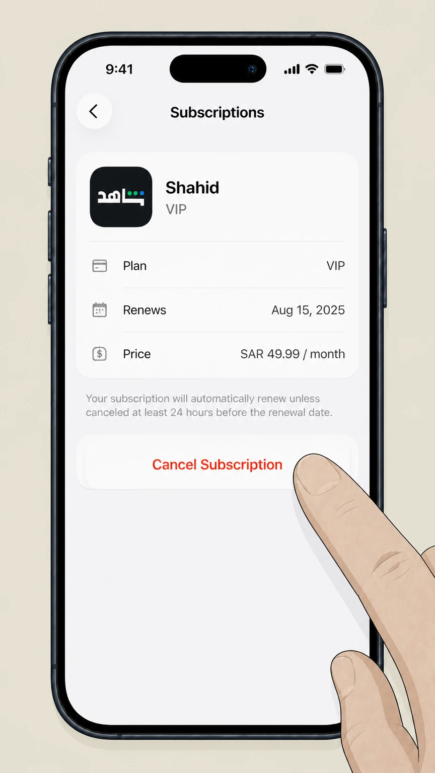 Shahid ios cancellation: Tap Cancel Subscription