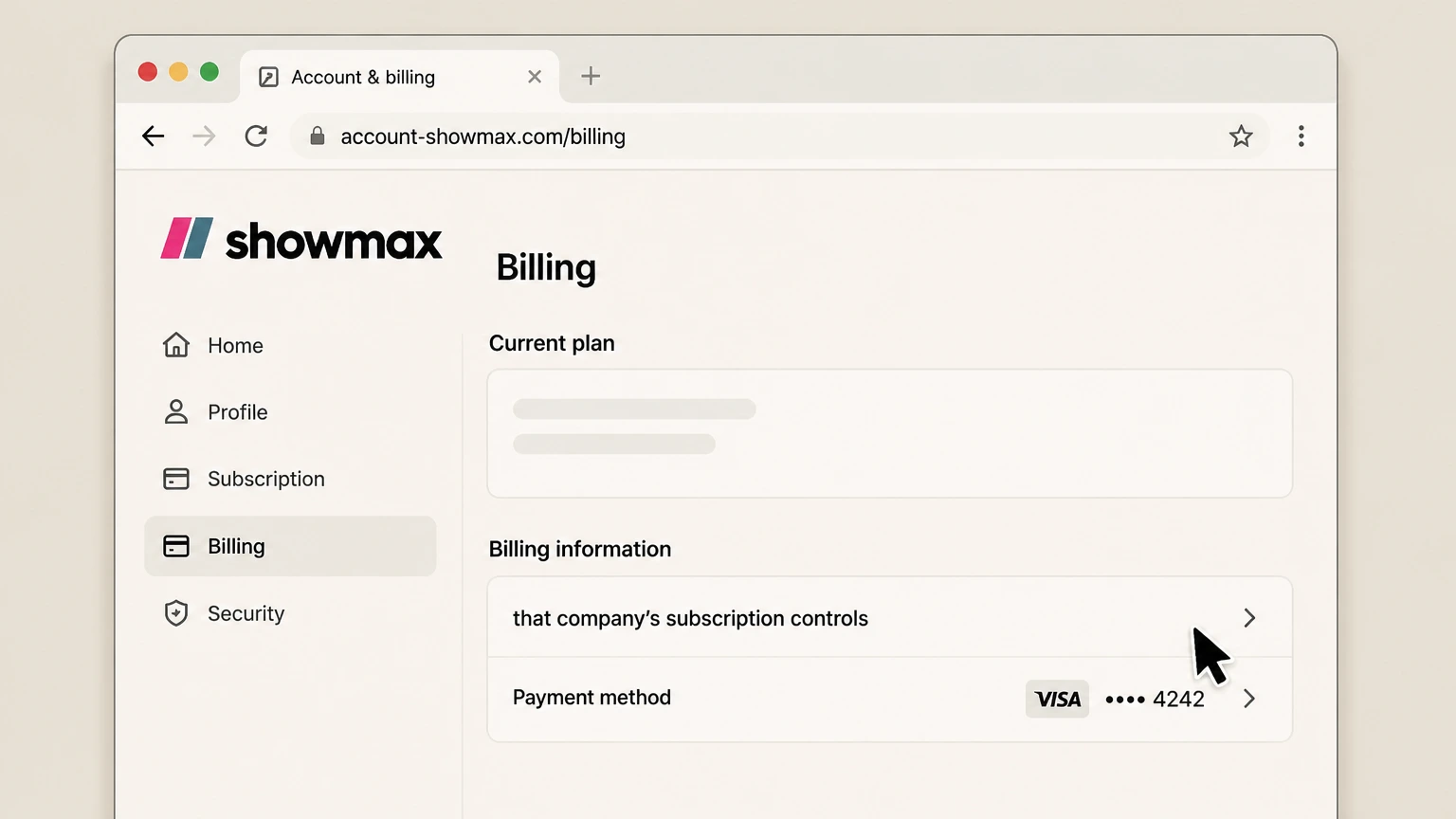 Showmax billing-partner cancellation: Open that company’s subscription controls