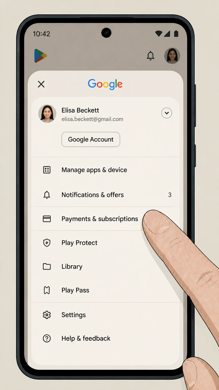 Showmax google-play cancellation: Open Payments & subscriptions