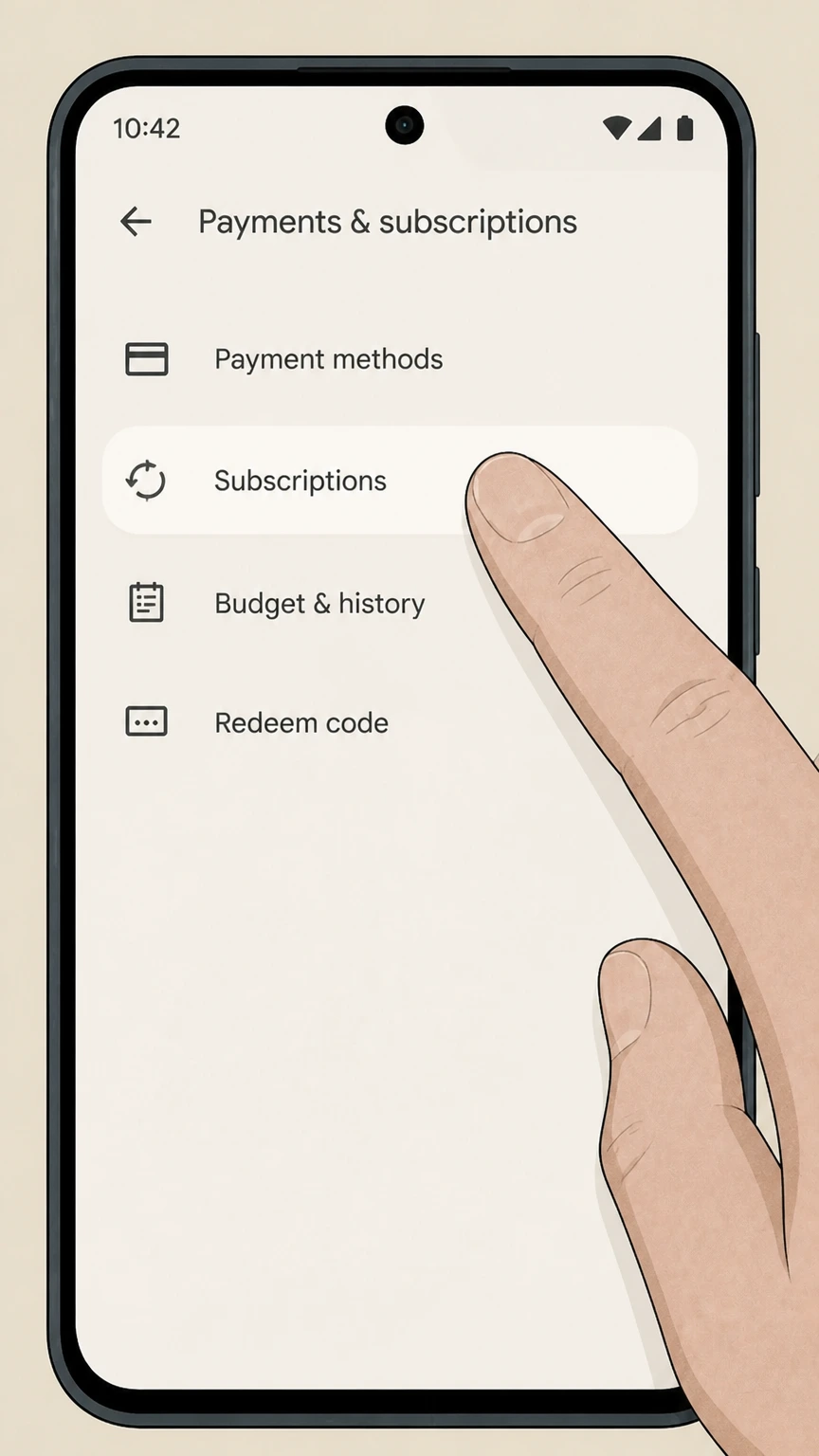 Showmax google-play cancellation: Open Subscriptions