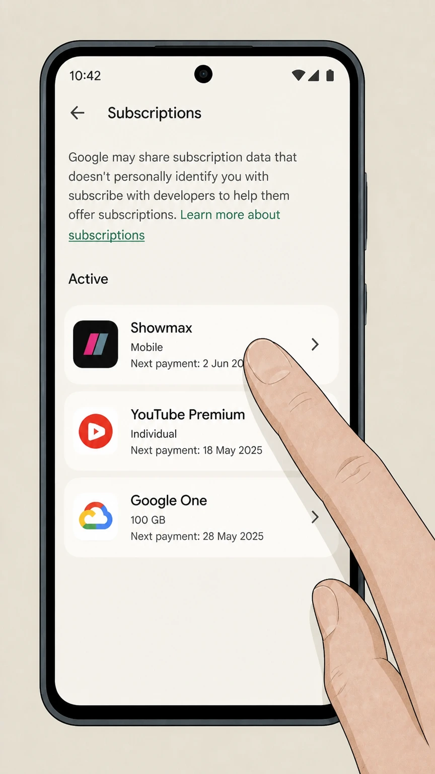 Showmax google-play cancellation: Choose Showmax
