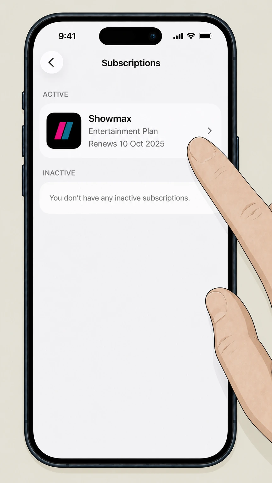 Showmax ios cancellation: Choose Showmax