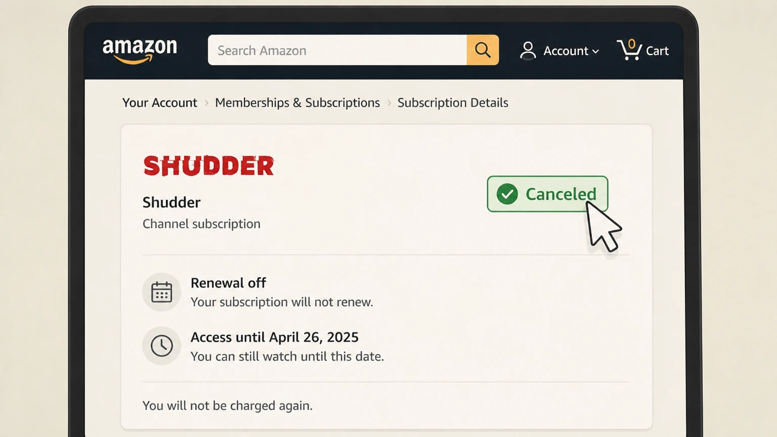 Shudder amazon cancellation: Review the end date
