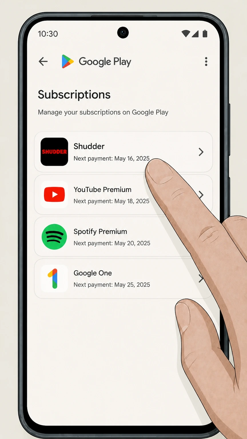 Shudder google-play cancellation: Choose Shudder