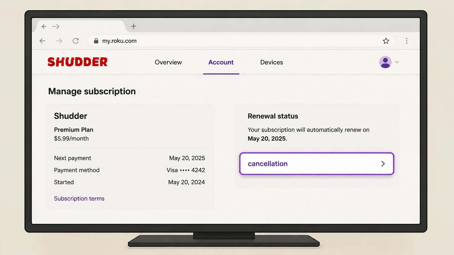 Shudder roku cancellation: Confirm cancellation