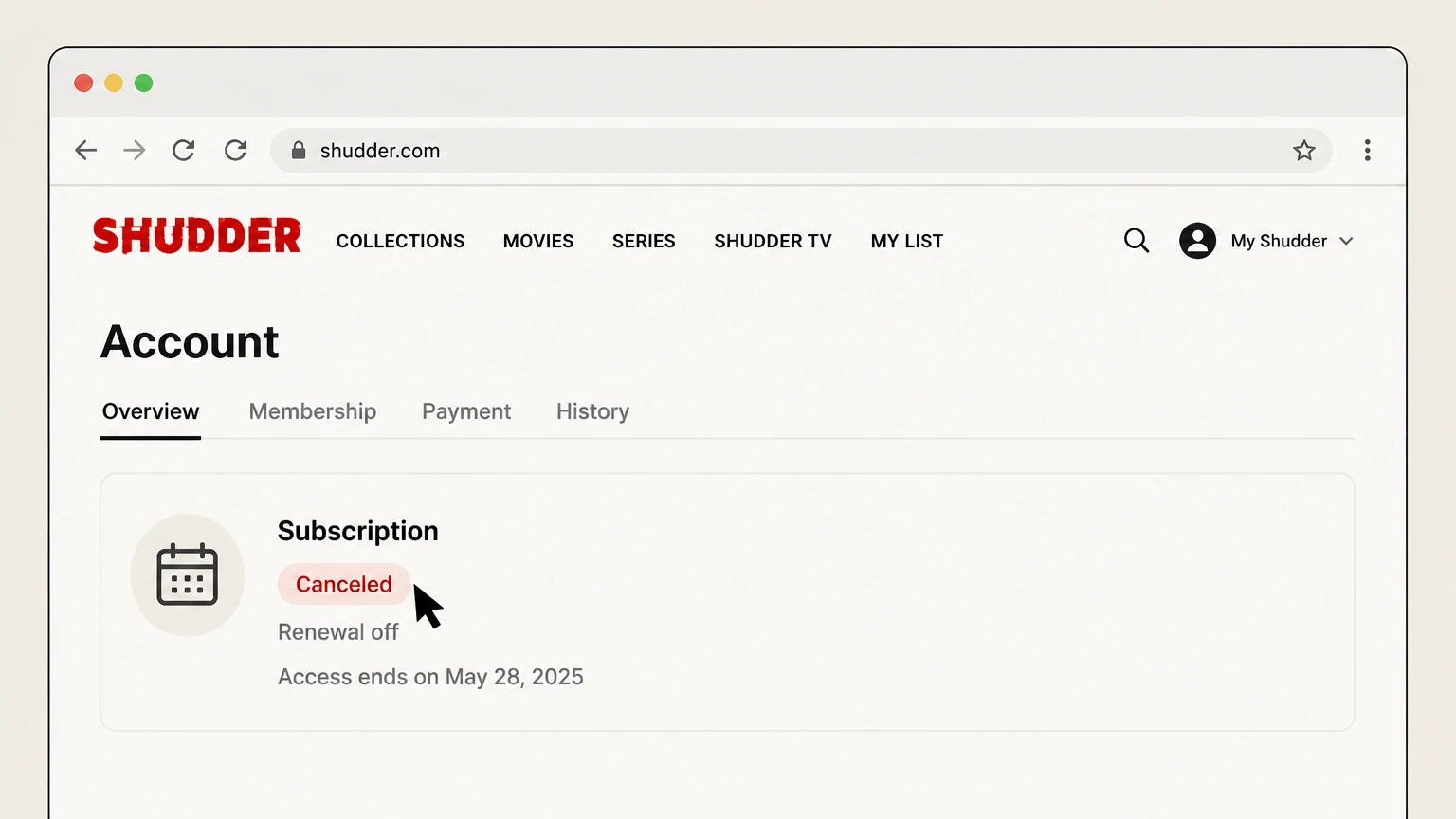Shudder web cancellation: Save confirmation