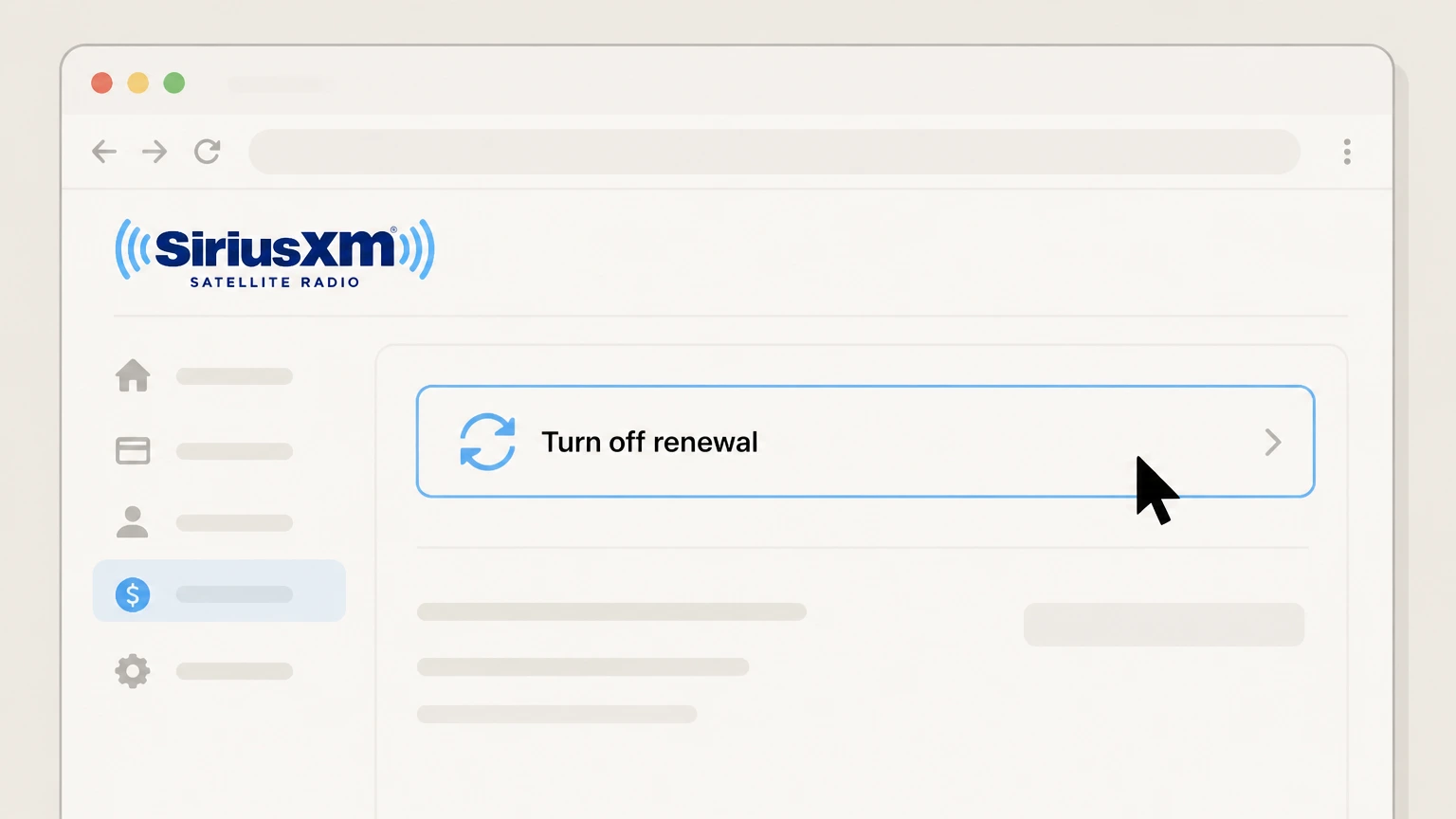SiriusXM cancel siriusxm through roku, a carrier, or another partner: Turn off renewal