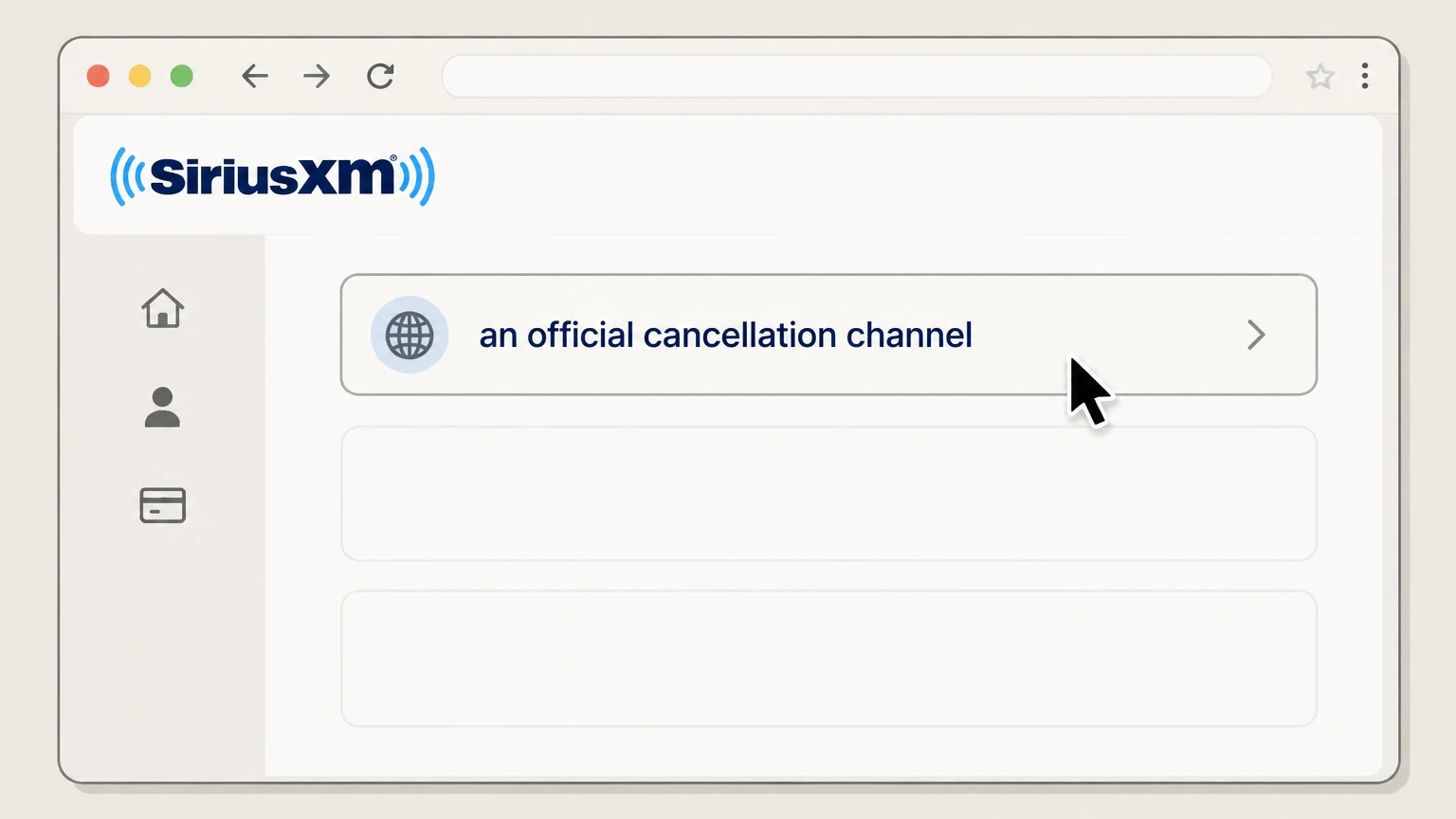 SiriusXM cancel on the provider website: Choose an official cancellation channel