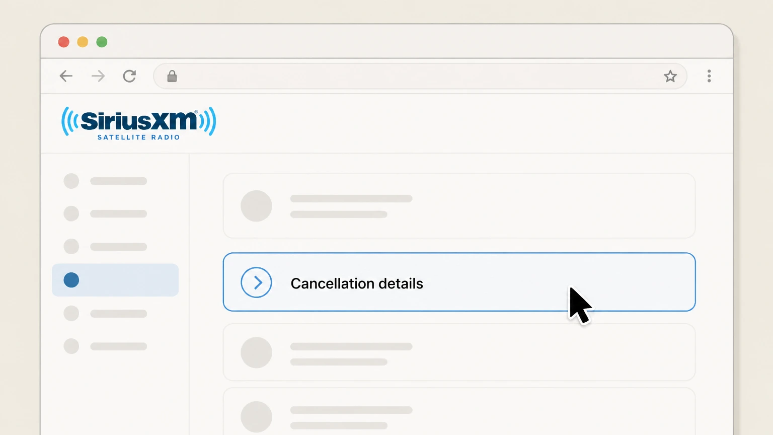 SiriusXM cancel on the provider website: Save the service confirmation