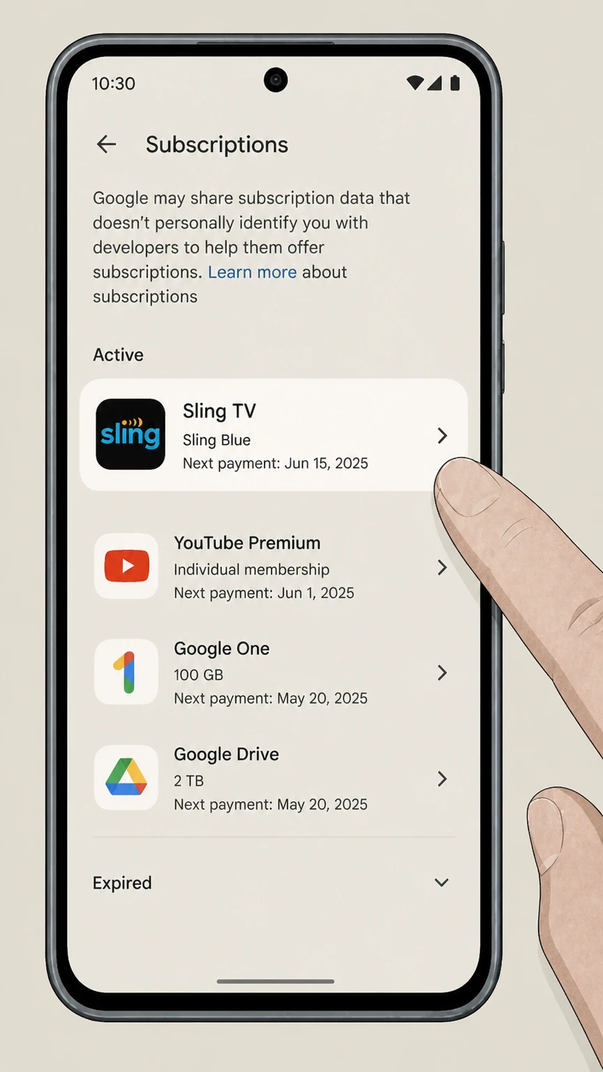 Sling TV google-play cancellation: Choose Sling TV