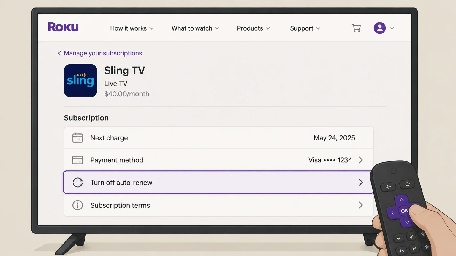 Sling TV roku cancellation: Turn off auto-renew