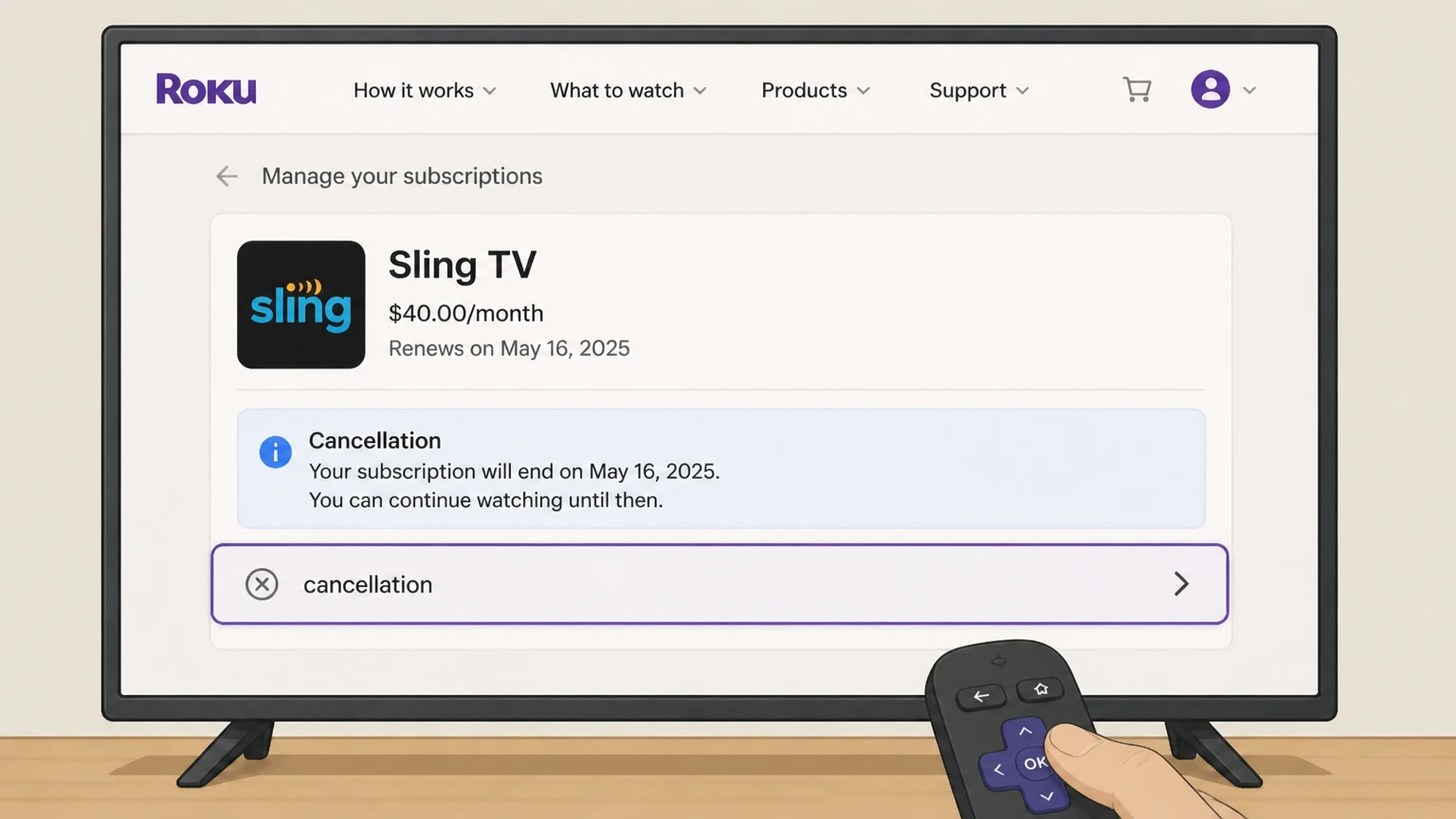 Sling TV roku cancellation: Confirm cancellation