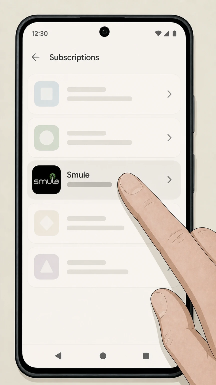 Smule Google Play (Android) cancellation: Select Smule