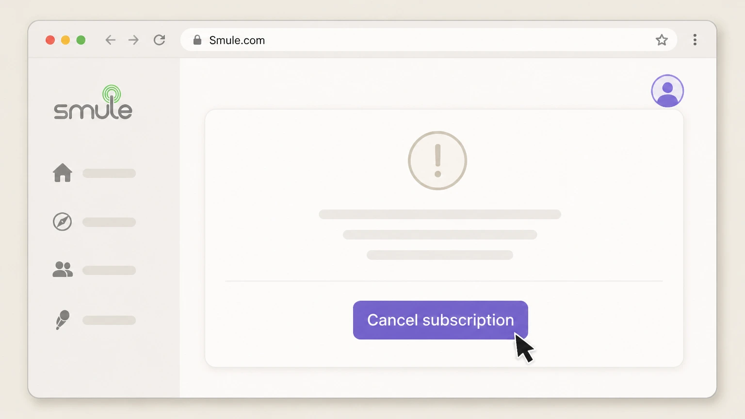Smule Smule.com account (direct billing) cancellation: Confirm Cancel subscription