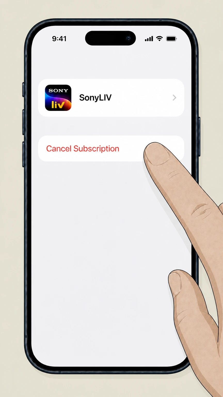 SonyLIV SonyLIV in Apple Subscriptions cancellation: Cancel the subscription