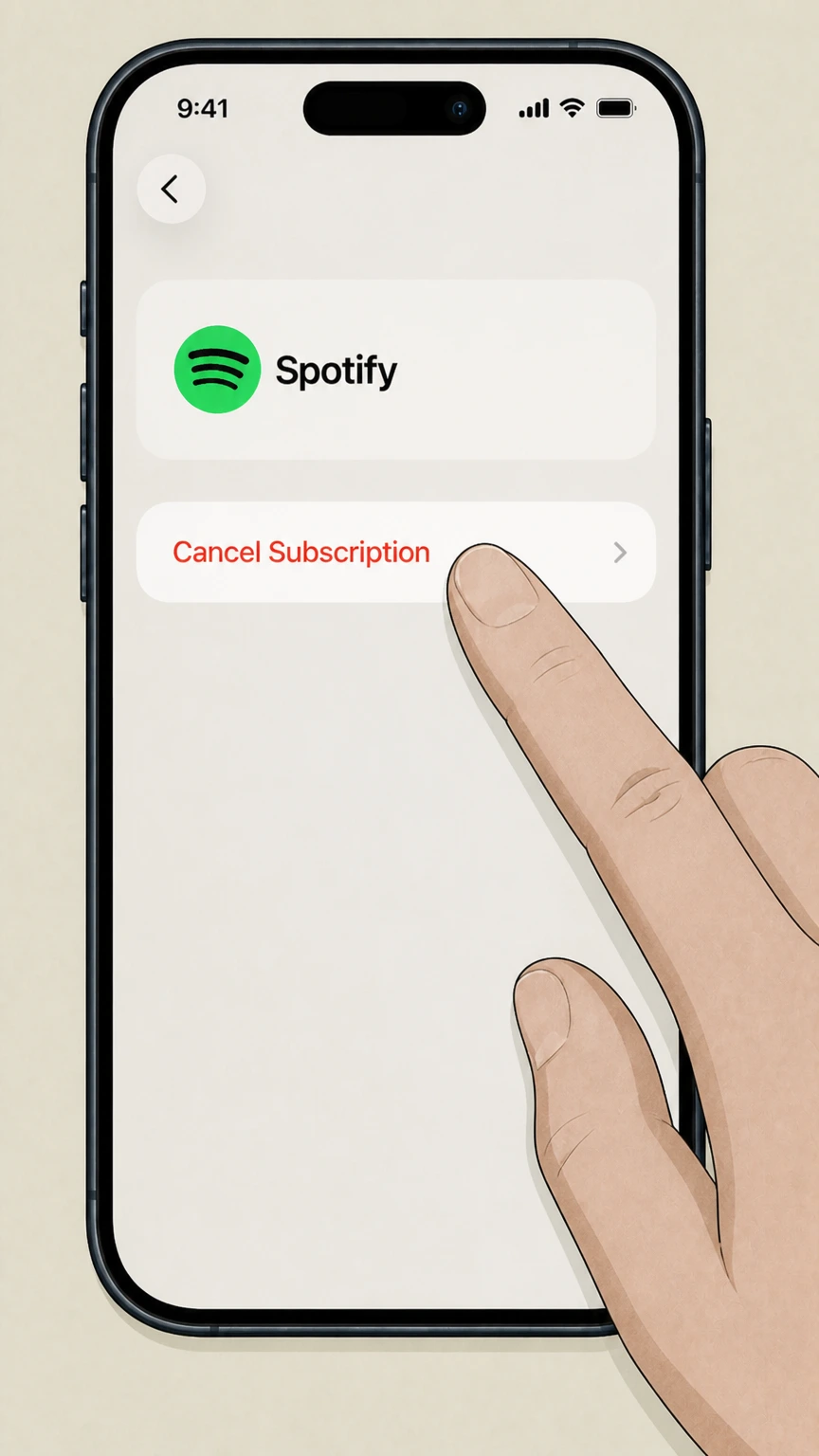 Spotify cancel an app store subscription: Tap Cancel Subscription