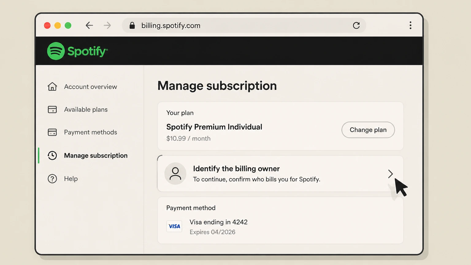 Spotify billing-partner cancellation: Identify the billing owner
