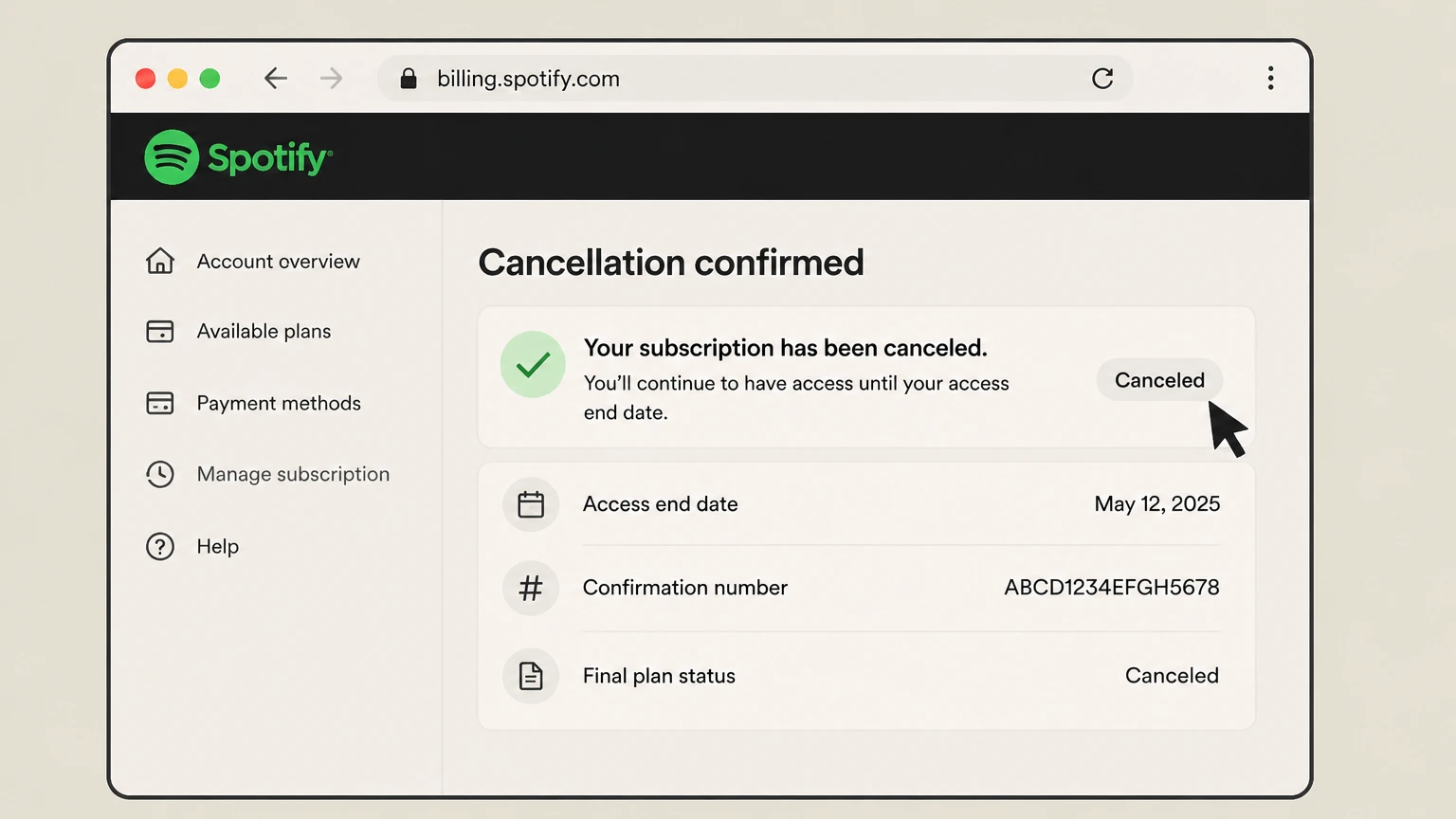 Spotify billing-partner cancellation: Keep partner confirmation