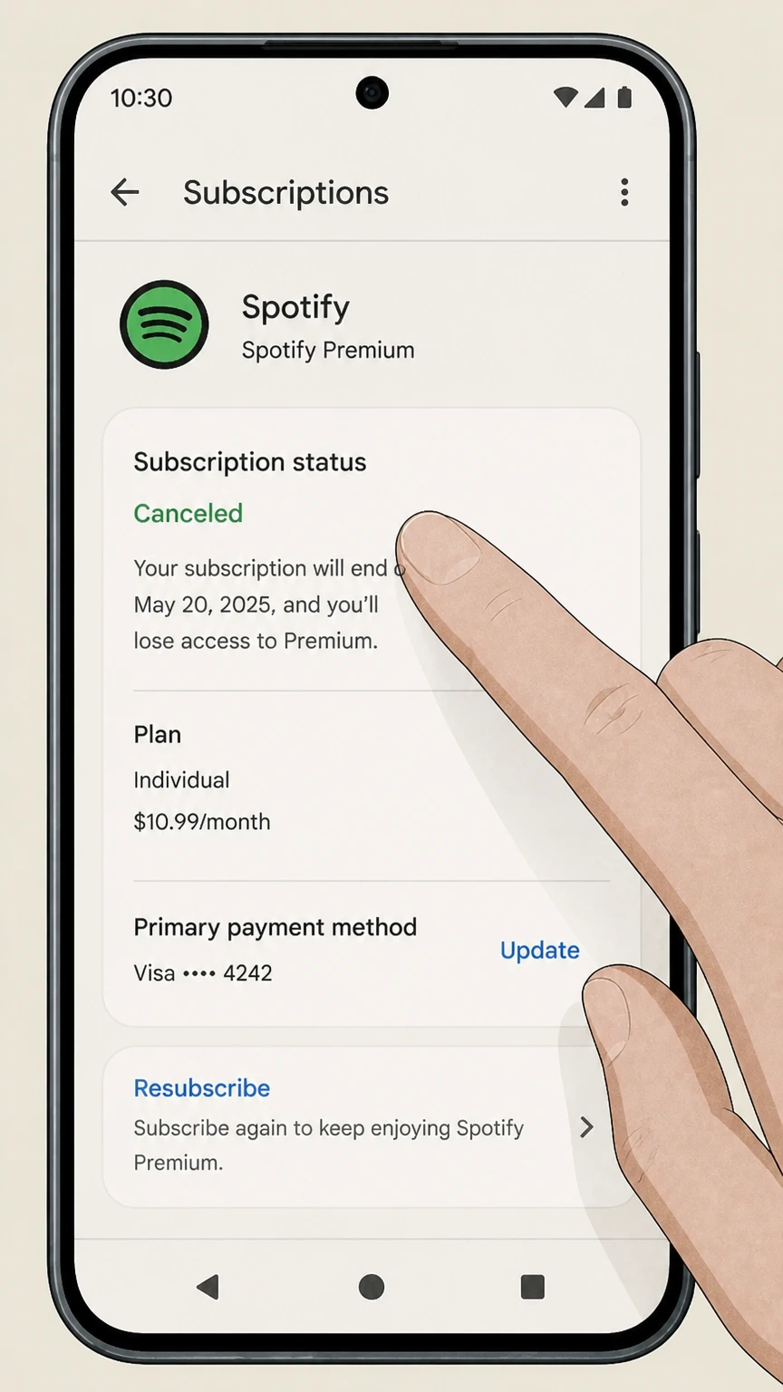Spotify google-play cancellation: Save the expiration date