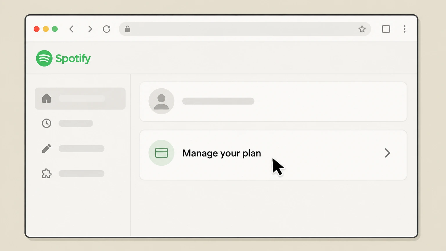 Spotify cancel on the provider website: Open Manage your plan